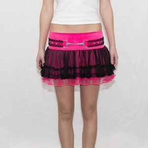 Tripp nyc tutu mini skirt hot pink and black size medium polyester cotton